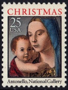 SC#2514 25¢ Madonna & Child Single (1990) MNH