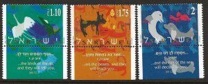 Israel Scott #1291-93, Tab Singles 1996 Complete FVF MNH