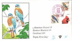 #2476//80 Kestrel Bluebird Cardinal Pugh FDC