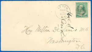 Mar 3 1890 Afton NY Cds to Hon. Milton De Lano M.C., Wash DC, FANCY CANCEL #213
