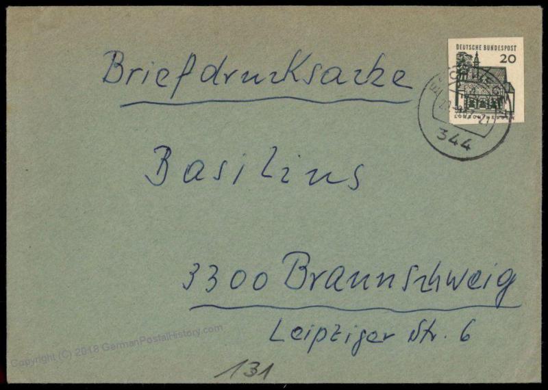 Germany Postal Stationery Ganzsachen Cutout Used on Bundes BRD Cover 70704