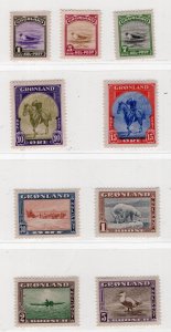 GREENLAND 1945 NEW YORK ISSUE SCOTT 10-18 PERFECT MNH BUT AGED GUM SEE SCANS