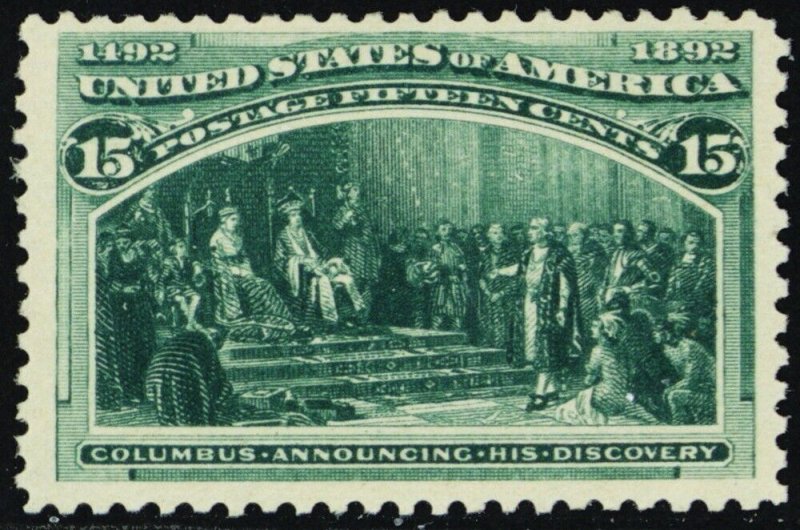 238, Mint VF NH 15¢ Columbian With PFC Certificate * Stuart Katz