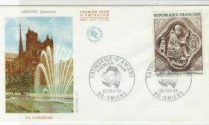France 1969 Cathedral at Amiens Amiens Slogan Cancel FDC Stamps Cover Ref 26676