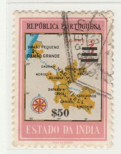 1959 Portuguese India Overcharge $50 on 3T Used Stamp A20P54F3038-