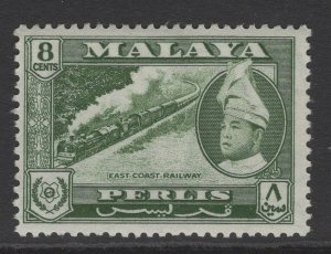 MALAYA PERLIS SG33 1957 8c MYRTLE-GREEN MNH