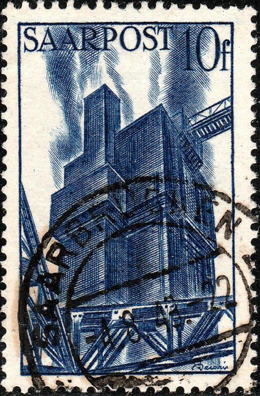 SARRE / SAAR / SAARLAND 1948  SAARBRÜCKEN 2  ds on Mi.248 10fr blast furnaces