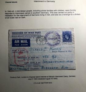 1943 England Prisoner Of War Air Letter POW Cover To Internment Camp Germany