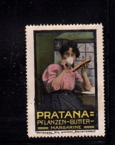 German Advertising Stamp - Pratana Brand Plant Butter  Margarine, Woman with Cup