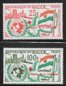 Niger Scott C28-C29 MNHOG - 1963 Red Cross Centenary O/Ps - SCV $2.70