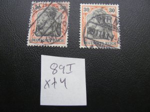 GERMANY 1905/1913 USED  MI. 89IX+Y 2 TYPES SC 86 VF 112 EUROS (113)