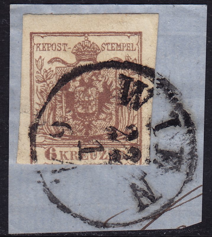 Austria - 1854 - Scott #4b - used on piece - Coat of Arms