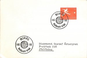 Sweden Scott 524 Soccer World Cup 1958 football postmark Borås 1