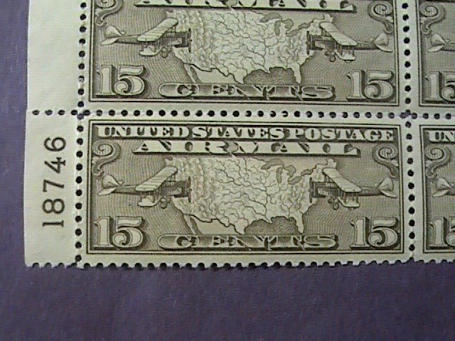 U.S.# C8-MINT/NEVER HINGED---BLOCK OF 4 WITH PLATE #---AIR-MAIL---1926