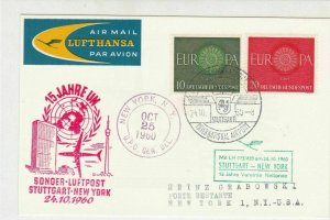 Germany Europa 1960 Stuttgart-New York Slogan 15 Years UN Stamps Card Ref 28705