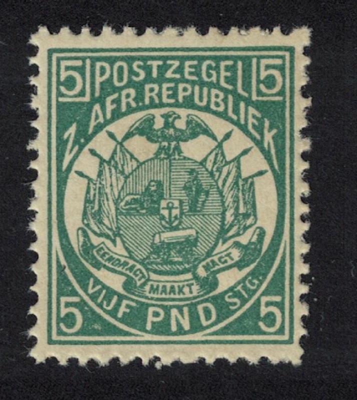 Transvaal £5 Deep Green REPRINT perf 12? SG#187