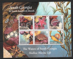 S.GEORGIA&S.SANDWICH SG550a 2012 SHALLOW MARINE LIFE SHEETLET MNH