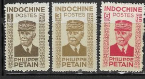 Indo-China  #217-219 Marshal Petain  6C (mlh)  CV $1.25