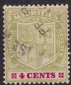 Mauritius 1921 - 26 KGV 4ct Pale Yellow & Carmine SG 184 ( K1078 )