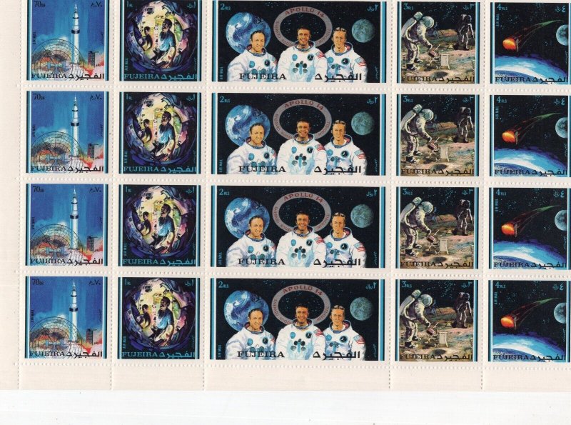 FUJEIRA 1971 SPACE APOLLO XIV SET OF 5 STAMPS, SHEET & 2 S/S PERF. & IMPERF. MNH