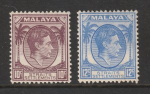 Straits Settlements a 10c & 12c KGVI MH Die 1