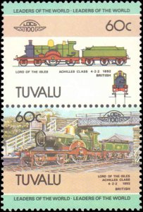 Tuvalu #222-225, Complete Set(4), Pairs, 1984, Trains, Never Hinged