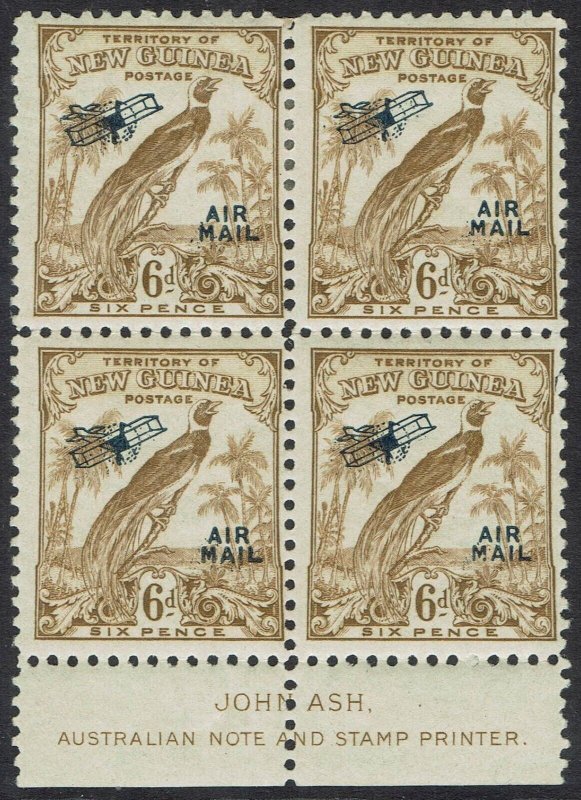 NEW GUINEA 1932 UNDATED BIRD AIRMAIL 6D IMPRINT BLOCK */** 