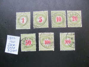 SWITZERLAND 1897 USED SC J21h-28h POSTAGE DUE TYPE 1 INVERT FRAME VF $3400 (185)