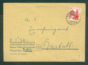 Germany. Baden. 1948 Cover Commercial, Groceries. 24 Pf. Rastatt Castle. Adr.