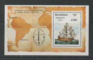 Thematic Stamps Transports - NICARAGUA 1981 ESPAMER SHIP M/S mint