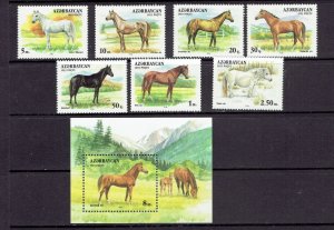 AZERBAIJAN - 1993 HORSES - SCOTT 356 TO 362A - MNH