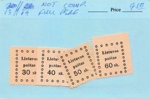 LITHUANIA  13-19  ISSUED NO GUM, NOT COMPLETE  FULL PERF