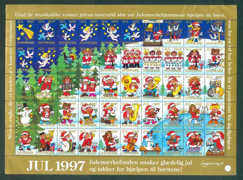 Denmark.1997 Christmas Sheet,Mnh. Santa Music,Dog,Cat,Postman. See Condition.