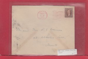 1939 RED Toronto Xmas Christmas Cancel 2c Mufti Canada cover