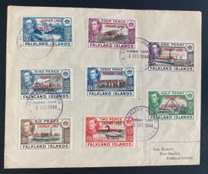 1944 Graham Land Falkland Island Cover To Port Stanley Prov Stamps Sc# 2L1-2L8
