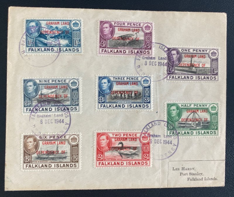 1944 Graham Land Falkland Island Cover To Port Stanley Prov Stamps Sc# 2L1-2L8