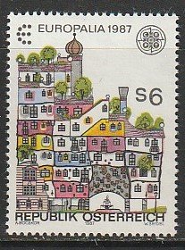 1987 Austria - Sc 1389 - MNH VF - 1 single - Hundertwasser House