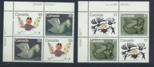 Canada 866-9 corner blocks, vf MNH face $2.08