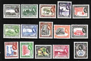 British Guiana-Sc#253-67-unused NH QEII definitive set-1954-