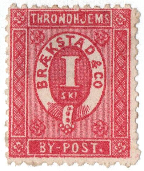 (I.B-CK) Norway Local Post : Trondheim 1sk (Braekstad & Co)