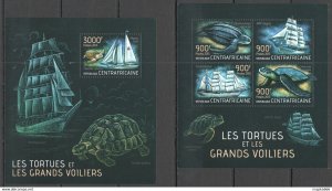 2013 Central Africa Fauna Marine Life Sea Turtles Sailing Ships Kb+Bl ** Ca618