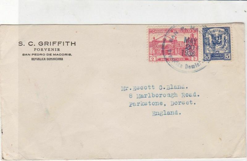 Dominican Republic 1936 to England  Stamps Cover ref R 17972