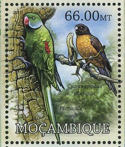 Parrots Stamp Bird Psittacula Wardi Cyanoramphus Ulietanus S/S MNH #5846-5849