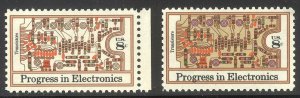 U.S. #1501b SCARCE Mint NH - 1973 8c Electronics, Tan & Lilac Omitted