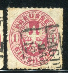 GERMANY; PRUSSIA early classic 1860s rouletted issue used 1sg. value