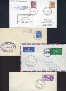 UK GB 1950s COLLECTION OF 8 PAQUEBOT POSTED ON THE HIGH SEAS COVER DIFFERENT POR