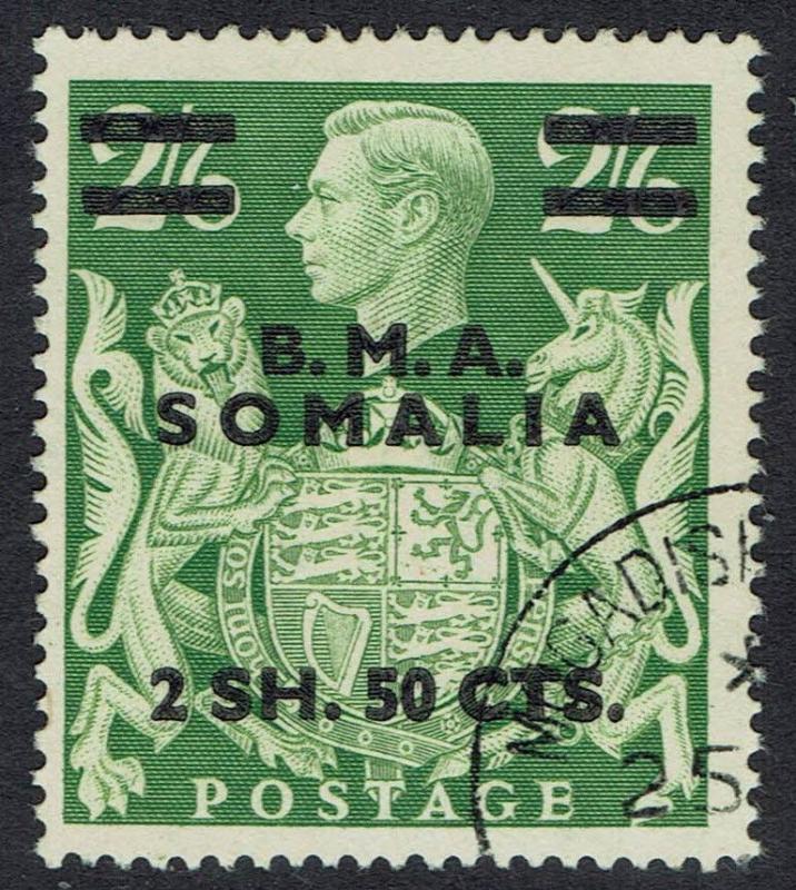 BRITISH OCCUPATION ITALIAN COLONIES 1948 BMA SOMALIA KGVI 2/6 USED 