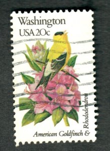 1999A Washington Birds and Flowers used single - bullseye perf 11.25 x 11