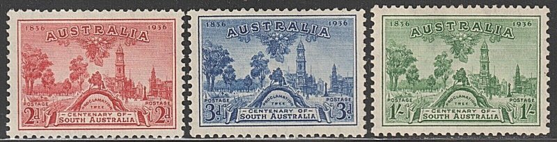 EDSROOM-11483 Australia 159-161 LH 1936 Complete South Australia Anniv. CV$19