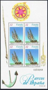 Spain 2884a-2885a,MNH.Michel Bl.68-89. Sailing ships 1997.Frigate,Brigantine.